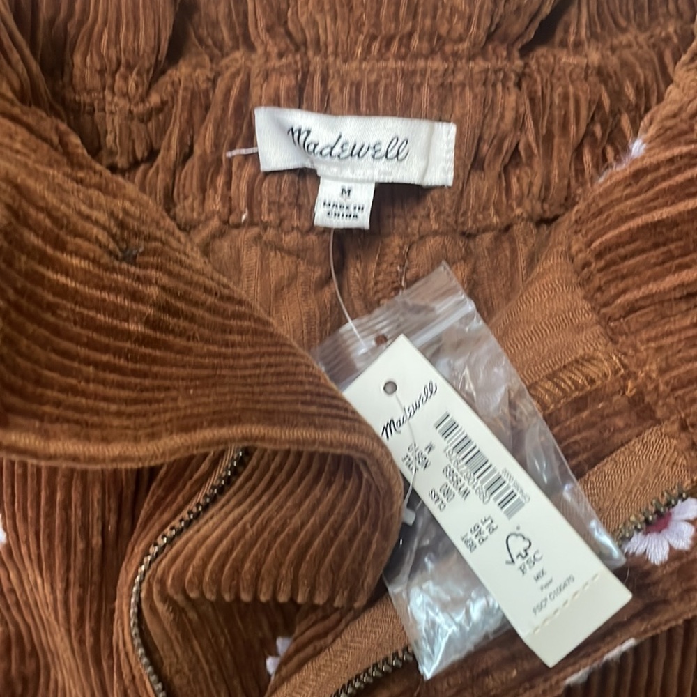NWT Madewell Daisy Embroidered Corduroy Pull-On Paperbag Shorts - Picture 9 of 9